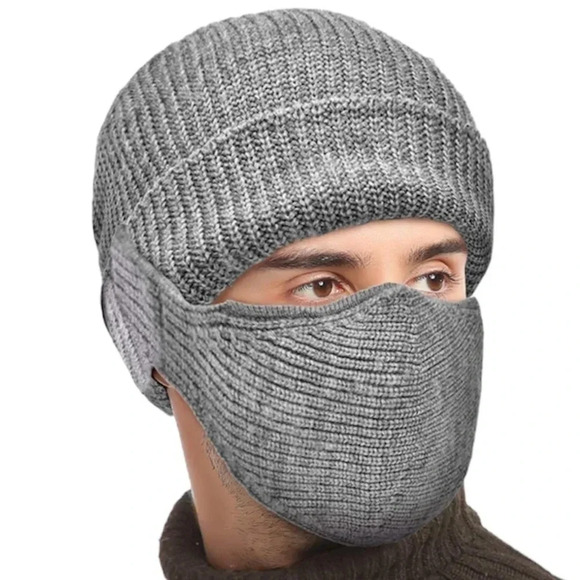 Other - Winter Knitted Beanie Unisex Warm Slouchy Hat with Well-Set Protection Face Mask